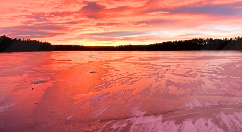 Haunted Lake NH in sunset