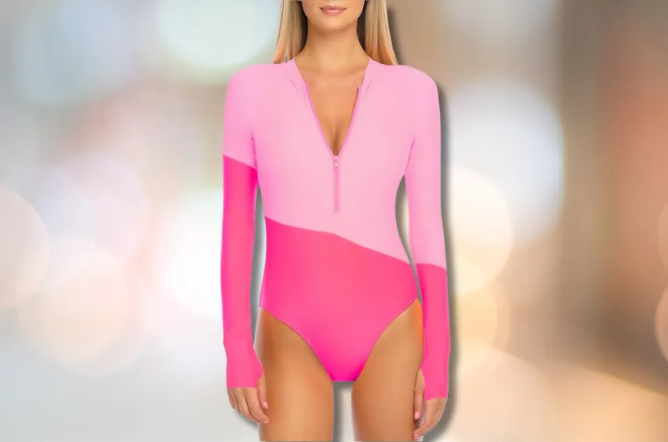 RELLECIGA Women's One Piece Swimsuits Long Sleeve Rash Guard UV Protection Surfing Swimsuit Bathing Suit