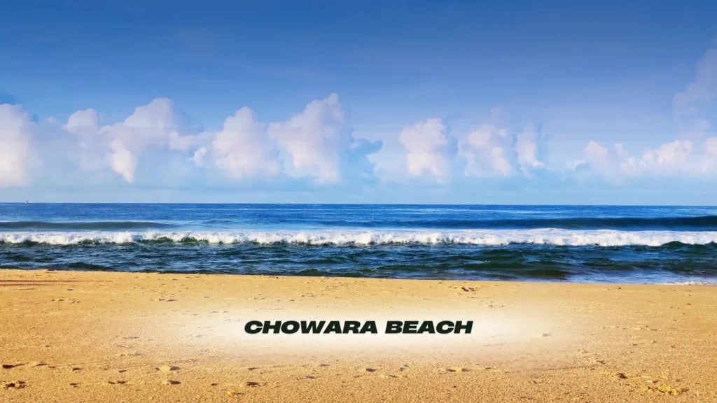 Scenic view of Chowara Beach in Kerala with golden sands in the Arabian Sea