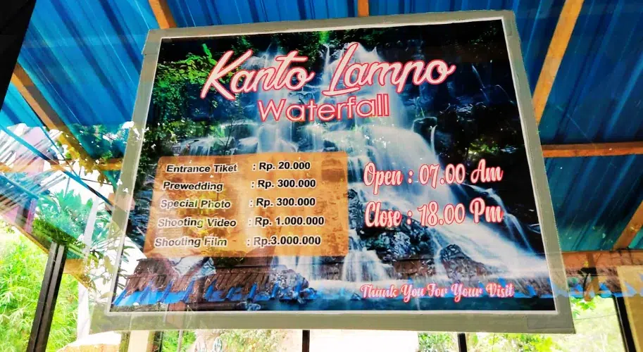 kanto lampo waterfall entrance fee