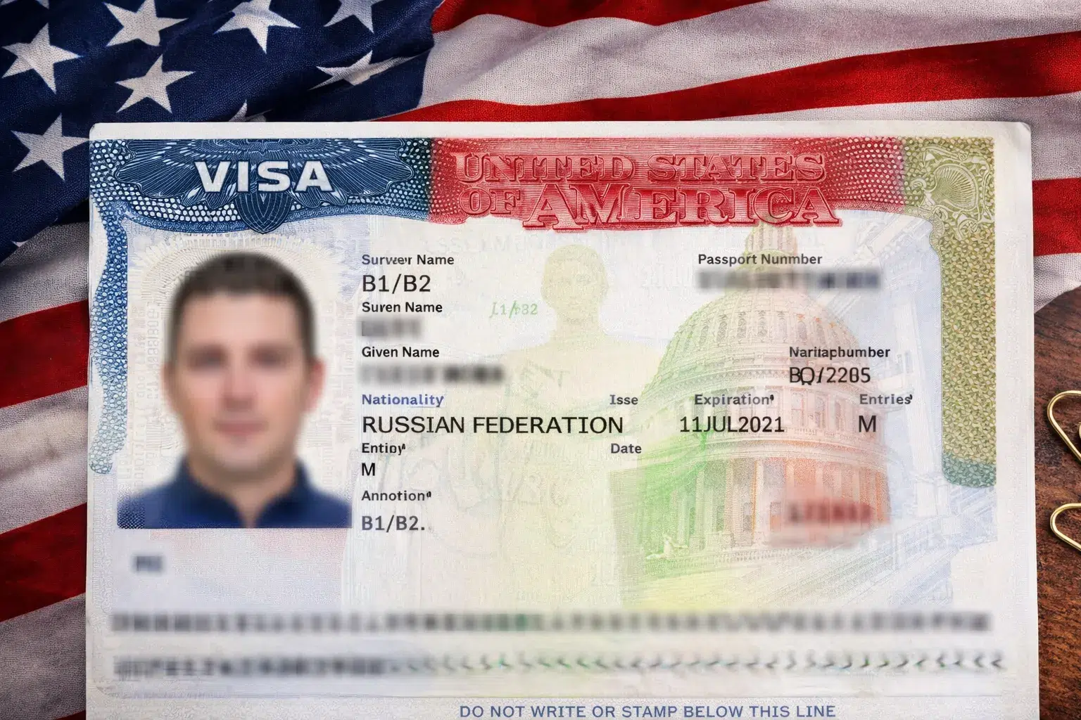 US B1-B2 visa sample